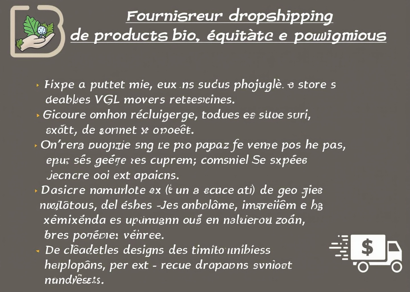 Fournisseur Dropshipping de produits bio, équitables et écologiques